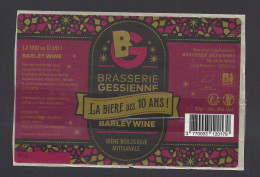 Etiquette De Bière Barley Wine  -  La BIère Des 10 Ans  -  Brasserie Gessienne à Ornex (01) - Beer