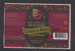 Etiquette De Bière Barley Wine  -  La BIère Des 10 Ans  -  Brasserie Gessienne à Ornex (01) - Bière