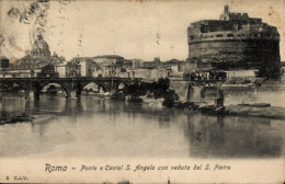 CPA Roma Rom Lazio, Ponte E Castel S. Angelo Con Veduta Del S. Pietro - Autres & Non Classés