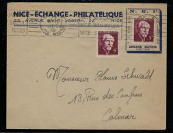 YT 820 TARIF LETTRE POUR COLMAR FLAMME NICE RP 29 DEC 48 - 1921-1960: Modern Period