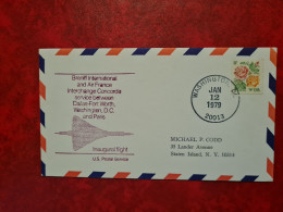 Lettre CONCORDE 1979 WASHINGTON BRANIFF ET AIR FRANCE INTERCHANGE CONCORDEDALLAS FORT WORTH VOL INAUGURAL - Altri & Non Classificati