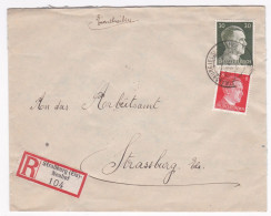 1943-Lettre Recommandée STRASBOURG-Els Neuhof  Pour STRASBOURG..timbres Deutsches Reich--cachet  2-3-43 - 1921-1960: Modern Period