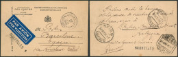Carte Postale De Service Par Avion + Griffe BRUXELLES (1935) > Barcelone (Espagne) Via Bordeaux Et Madrid. - Storia Postale