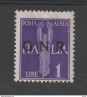 R.S.I. - VARIETA':  1944  P.A.  ALLEGORIA  -  £. 1  VIOLETTO  L. -  TIRATURA  BS.  -  SASS. 121/I - Airmail