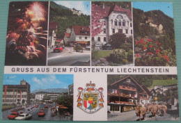 Vaduz - Mehrbildkarte "Gruss Aus Dem Fürstentum Liechtentein" / Almabtrieb, Feuerwerk - Liechtenstein