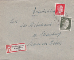 1943-Lettre Recommandée STRASBOURG-Els Kronenburg  Pour STRASBOURG..timbres Deutsches Reich--cachet  13-3-43 - 1921-1960: Modern Period