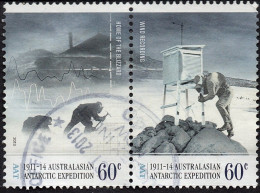 AUSTRALIAN ANTARCTIC TERRITORY (AAT) 2013 QEII 60c Joined Pair, 100th Anniv Australasian Antarctic Exp Used - Gebruikt