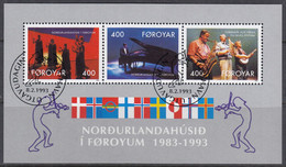 FÄRÖER  Block 6, Gestempelt, 10 Jahre Haus Des Nordens, Tórshavn 1993 - Faroe Islands