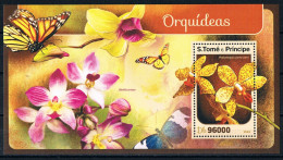 Bloc Sheet  Fleurs Orchidées Flowers Orchids  Neuf  MNH **   S Tome E Principe 2016 - Orquideas