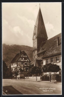 AK Geislingen A. Steige, Strassenpartie Mit Stadt-Kirche  - Geislingen