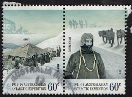 AUSTRALIAN ANTARCTIC TERRITORY (AAT) 2012 QEII 60c Joined Pair, 100th Anniv Australasian Antarctic Exp Used - Usati