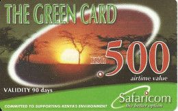 Kenya: Prepaid Mobile Safaricom - The Green Card, Sunset - Kenya