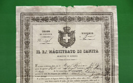 D-IT Fede Di Sanità Contro La PESTE - Magistrato Del Porto Di Genova 1834 - Documents Historiques