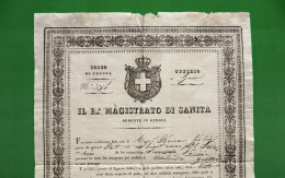 D-IT Fede Di Sanità Contro La PESTE - Magistrato Del Porto Di Genova 1834 - Historical Documents