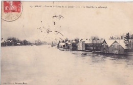 GRAY            Crue De La Saone Du 21 Janvier 1910. Le Quai Mavia Submergé - Gray