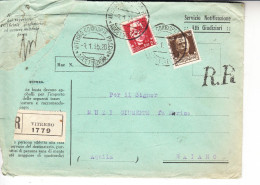 ITALIA  1935 - Raccomandata Da Viterbo A Raiano - Poststempel