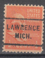 USA Precancel Vorausentwertungen Preo Locals Michigan, Lawrence 712 - Preobliterati