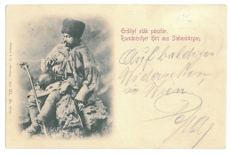 RO 89 - 13709 ETHNIC Man, Litho, Shepherd, Port Popular, Romania - Old Postcard - Used - 1898 - Romania