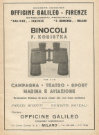 Binocolo EOS - Officine Galileo - Firenze - Pubblicità 1931 - Advertising - Publicités