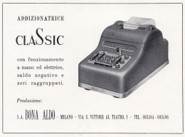 Addizionatrice CLASSIC, Bona Aldo, Pubblicità 1953, Vintage Advertising - Advertising