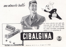 Compresse CIBALGINA, Vignetta, Pubblicità Epoca 1953, Vintage Advertising - Advertising