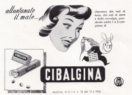 Compresse CIBALGINA, Vignetta, Pubblicità Epoca 1953, Vintage Advertising - Advertising