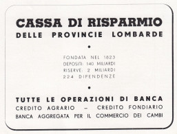 Cassa Di Risparmio Delle Provincie Lombarde, Pubblicità 1953, Vintage Ad - Advertising
