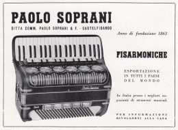 Fisarmoniche PAOLO SOPRANI, Pubblicità Epoca 1952, Vintage Advertising - Advertising