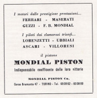 Mondial Piston Su Ferrari, Pubblicità Epoca 1951, Vintage Advertising - Advertising