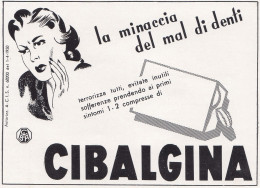 Compresse CIBALGINA, Vignetta, Pubblicità Epoca 1951, Vintage Advertising - Advertising