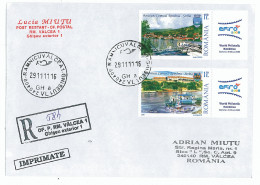 NCP 26 - 584-a Danube Harbors And Ships, Romania, Serbia - Registered, Stamps With Vignettes - 2011 - Storia Postale