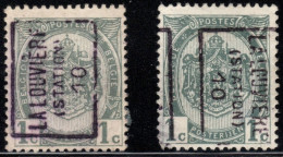 Preo's (81) "LA LOUVIERE (STATION) 10" OCVB 1455 A+B - Roller Precancels 1910-19