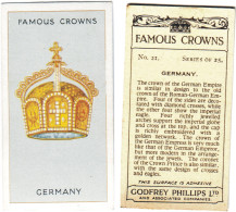 CR 9 - 21b Famous Crown, GERMANY, Crown Of Thr German Empire - Godfrey Phillips -1938 - Phillips / BDV