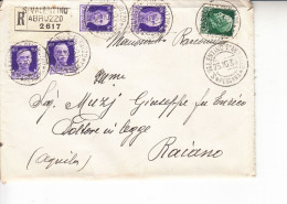 ITALIA  1935 - Raccomandata Da S.Valentino D'Abruzzo A Raiano - Storia Postale