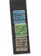 Etats-unis D'Amérique  Préoblitérés ,   3 Timbres Neufs Et Oblitéré ( Boston Mass  Detroit Mich  Marblehead Mass . ) - Preobliterati