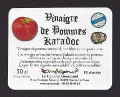 Etiquette De Vinaigre De Pommes  -  Karadoc  -  Le Houblon Gourmand à Nanteuil La Fosse (02) - Other & Unclassified