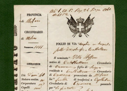 D-IT FOGLIO DI VIA - Regno D'Italia MILANO 1864 - Historical Documents