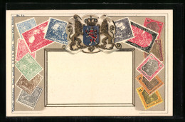 AK Verschiedene Briefmarken Aus Dem Deutschen Reich Mit Wappen  - Sellos (representaciones)