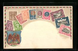 AK Briefmarken Aus Mexico Mit Wappen  - Stamps (pictures)