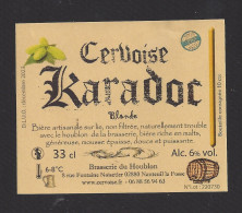 Etiquette De Cervoise Blanche  -  Karadoc  - Brasserie Du Houblon à Nanteuil La Fosse (02) - Birra