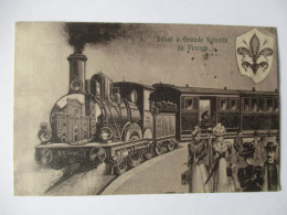 Cpa...Italie...saluti A Grande Velocita Da Firenze...1910...animée...(locomotive..train)... - Firenze (Florence)