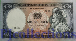 MOZAMBIQUE 1000ESCUDOS 1972 PICK 112a AU/UNC - Moçambique