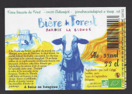 Etiquette De Bière Blonde  -  Barbie  - Brasserie Du Forest à Chateaufort (04) - Birra