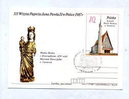 Carte Postale 10 Eglise Visite Pape Cachet Tarnow - Postwaardestukken