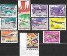 SAN MARINO -1963 - P. AEREA - AEREI -SERIE 11 VALORI- NUOVA -MNH** ( YVERT AV120-38- MICHEL 792\8+801+829 - SS A 139\49) - Posta Aerea