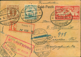 1923, Einschreibenkarteper Luftpost über Berlin Luftpost Nach Dresden - Storia Postale