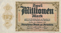 Sachsen Rosenbg: SAX20 Länderbanknote Sachsen Gebraucht (III) 1923 2 Mio. Mark (10288531 - 2 Miljoen Mark