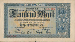 Bayern Rosenbg: BAY5a Länderbanknote Bayern Gebraucht (III) 1922 1.000 Mark (10288506 - 1000 Mark