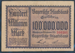 Bayern Inflationsgeld Bayerische Staatsbank Gebraucht (III) 1923 100 Millionen Mark (10288401 - 100 Mio. Mark