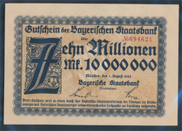 Bayern Inflationsgeld Bayerische Staatsbank Bankfrisch 1923 10 Millionen Mark (10288396 - 10 Millionen Mark